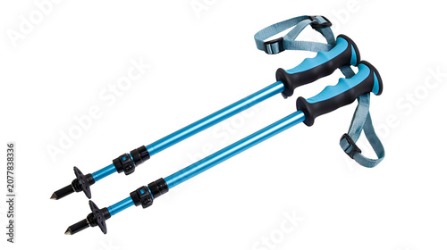 Canvastavla Pair of blue adjustable trekking poles with black grips