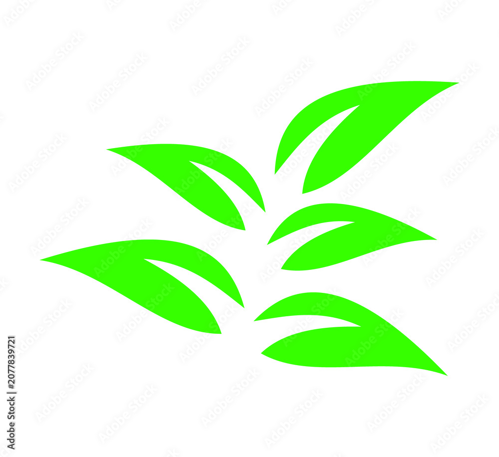 Fototapeta premium Simple green leaf vector icon
