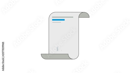 Document Scroll Graphic: A clean, minimalist illustration of a rolled document or scroll, displaying lines of text and a progress bar, rendered in a modern, flat design style.