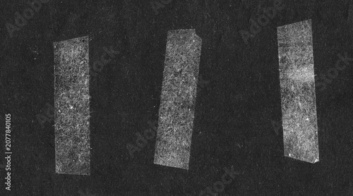 Canvastavla Worn transparent adhesive tape strips on dark matte paper texture with visible dust and fiber particles, abstract background with copy space