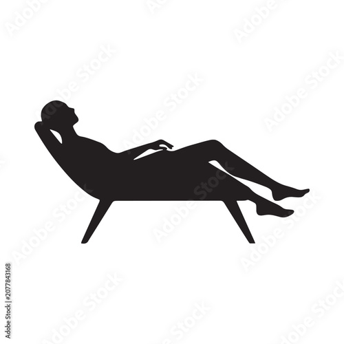 Reclining figure silhouette on a white background minimalist human form