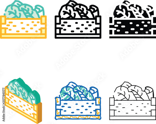 Fotografía box lettuce color icon vector