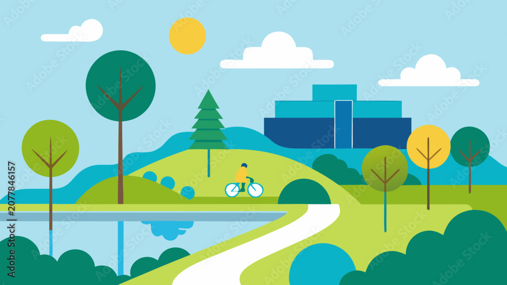 Fototapeta premium Modern Eco Park Vector Illustration
