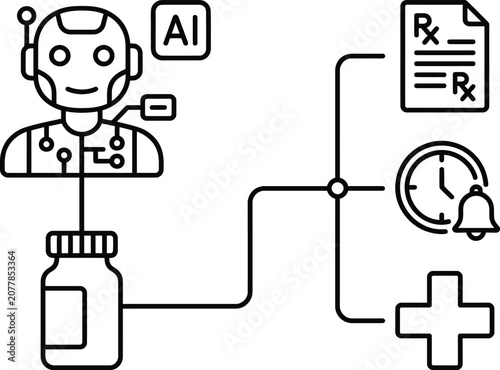 AI powered chatbot providing online medical consultation and prescription services remotely through digital platform  healthcare technology concept