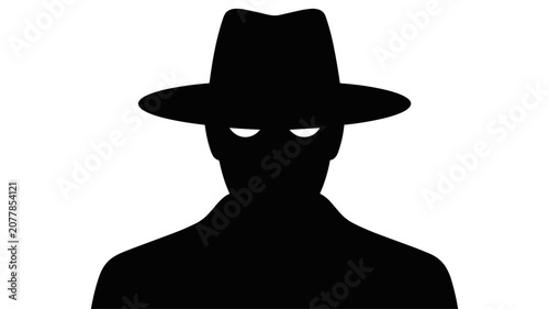 Tableau sur toile Adobe Illustrator ArtworkSilhouette of a mysterious man in a fedora hat with glo