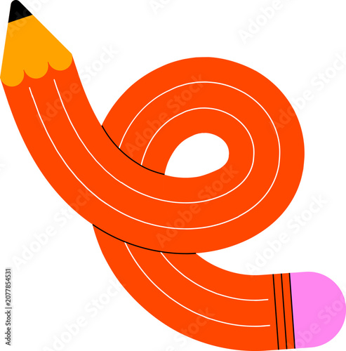 Cuadro en lienzo Colorful twisted curved pencil doodle