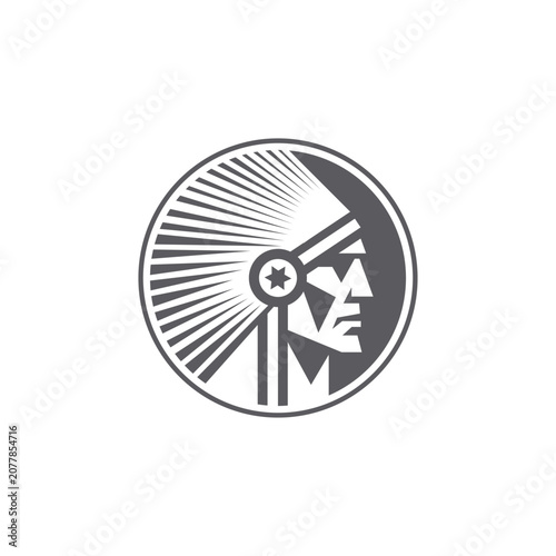 Geometric Native American Chief Profile