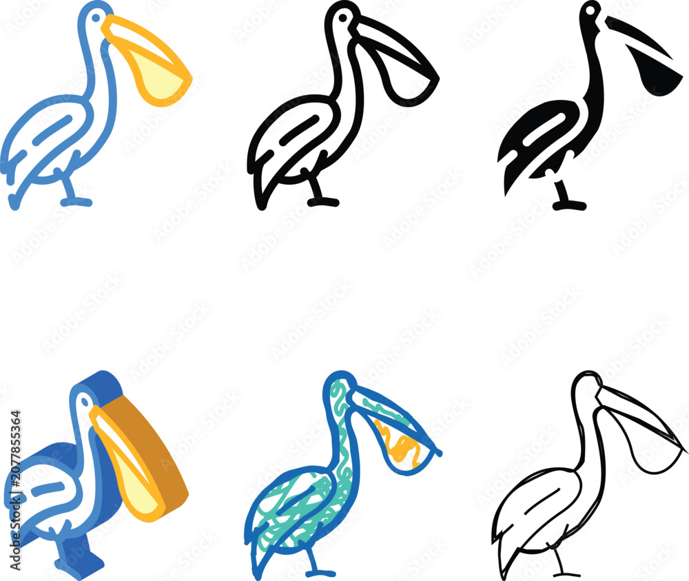 Fototapeta premium pelican bird color icon designs vector. pelican bird sign. isolated symbol illustration