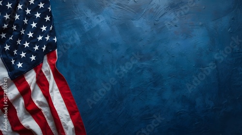 national flag of united states of america isolated on a blue grunge textured background, Labor day, memorial day concept, veterans day, honoring all who served, independance day