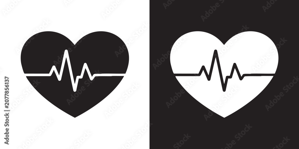 Obraz premium Minimalist Heartbeat EKG Medical Icon - Modern Hospital Ecg Pulse Line Graphic, Simple Cardiovascular Lifeline Diagnostics Emblem, and Doctor Health Monitoring Screen Vector