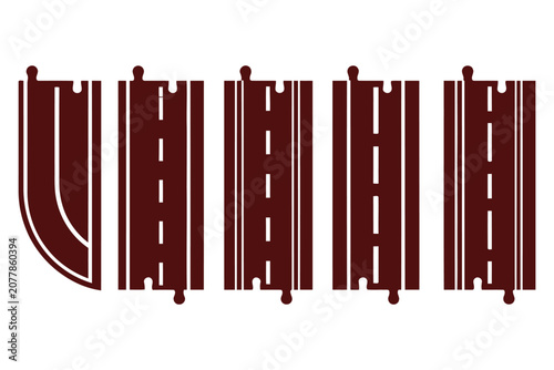 Silhouette puzzle pieces forming lettering on white background in rich burgundy color, creative design element