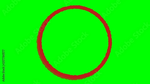 Red Hand Drawn Textured Circle Animating with Jitter Effect on Green Screen for Presentation Template Highlighting