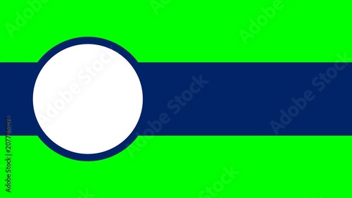 Green screen graphic template with navy blue horizontal band and circular white placeholder for corporate presentation and broadcast.