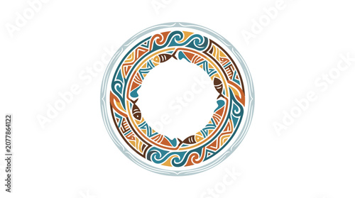 Circular frame with fish motif.