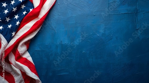 national flag of united states of america isolated on a blue grunge textured background, Labor day, memorial day concept, veterans day, honoring all who served, independance day