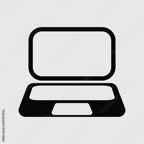 Laptop Line Icon - Simple Notebook Computer Outline Vector Illustration