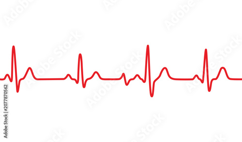 Foto Red ecg heartbeat line on white background Vector