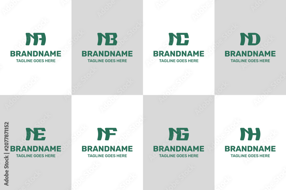 Fototapeta premium Letters NA NB NC ND NE NF NG NH Monogram Slant Logo Set