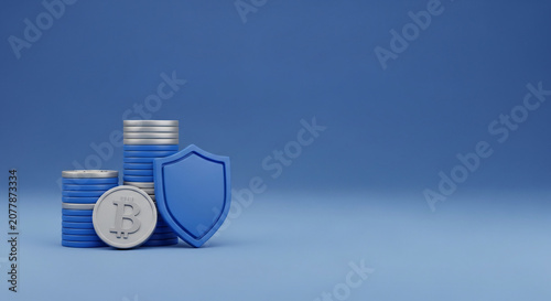 Mortgage Savings Concept Concept With Stacked Coins Alongside Shield