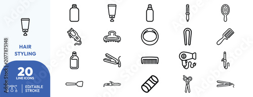 Fotografía Hair Styling Essentials icon set