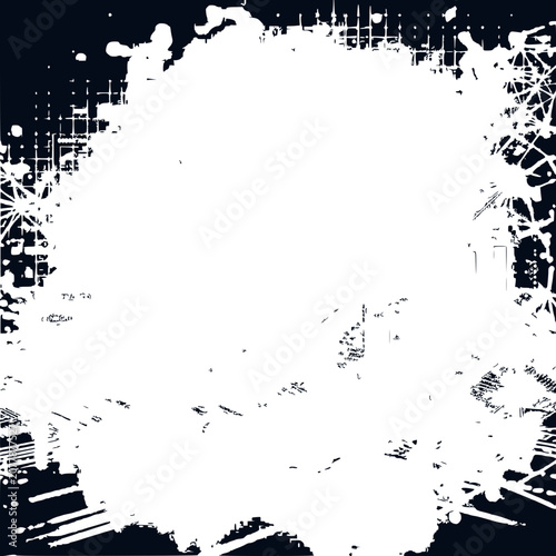 Abstract White Splatter Grunge Frame on Dark Background