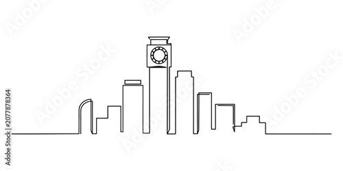 Obraz na płótnie Continuous single line drawing of london city skyline with big ben clock tower V