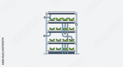 Vertical hydroponic farming system with leafy greens growing in stacked planters