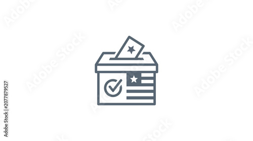 Fotografie Voting Ballot Box Icon with Checkmark and Star, USA Election Concept