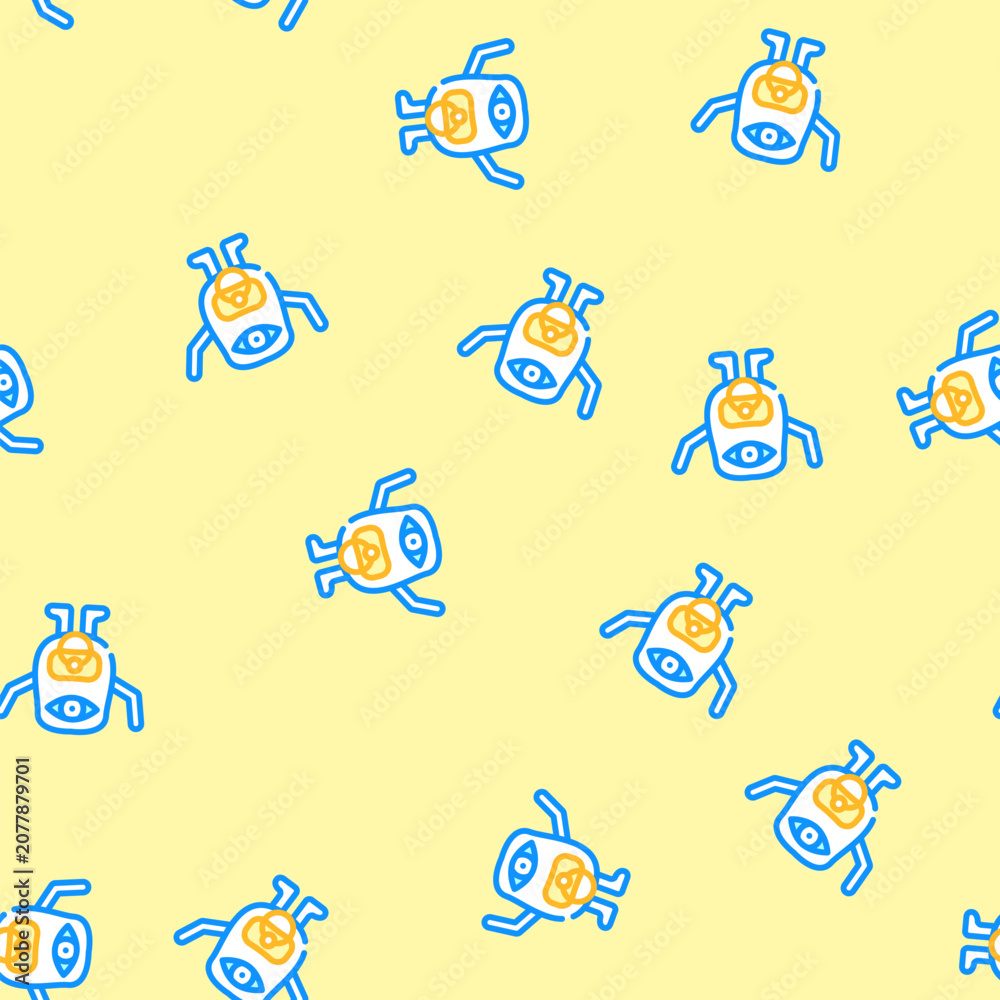 Fototapeta premium baby monster alien vector seamless pattern baby monster alien sign illustration