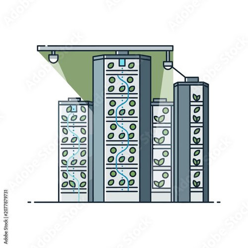 Vertical farming indoor agriculture concept with modular plant growth systems