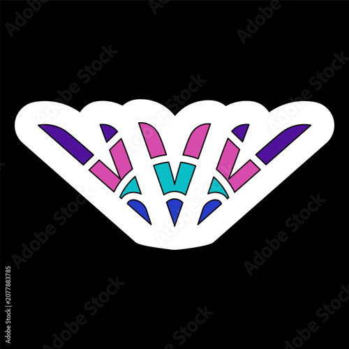 Abstract geometric wings logo icon with letter V elements in neon gradient colors on black background