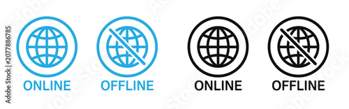 Fotografie Online offline icons and  set with globe symbol vector illustration