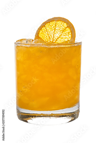 Amaretto Sour Cocktail with Orange Slice Isolated on Transparent Background