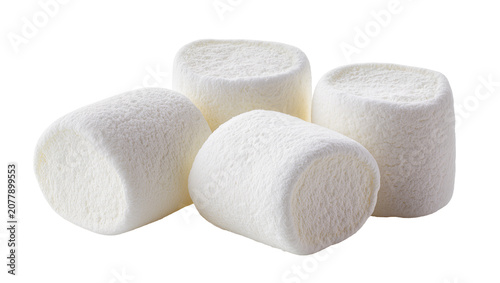 Fotografija Fluffy white marshmallows piled together, isolated on transparent background