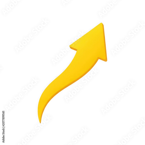 Yellow curved arrow pointing up right