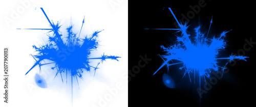 Obraz na plátně Electric blue light burst with sharp energy rays, glowing neon spark explosion o