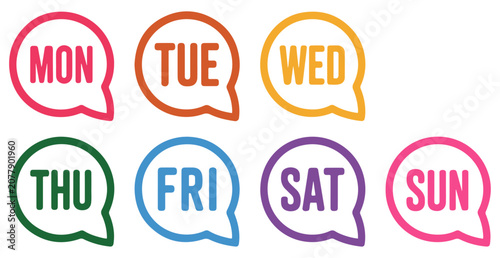 Tableau sur toile weekday speech bubble icon set