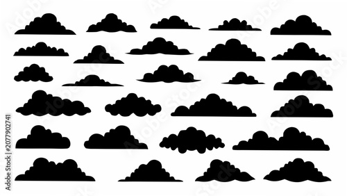 Photos Collection Of Black Cloud Silhouettes Arranged On A White Background A Weather T