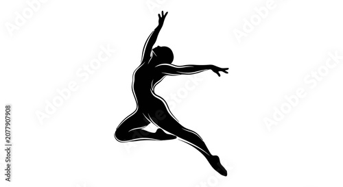 Canvas-taulu Dynamic Silhouette of Dancer in Expressive Leap Pose.