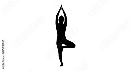 Photography Silhouette of a Person Performing Yoga Tree Pose.