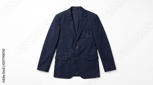 Classic navy blue mens suit jacket isolated on white background