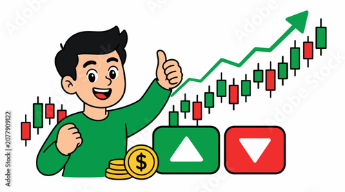 Smiling man with green shirt thumb up.
