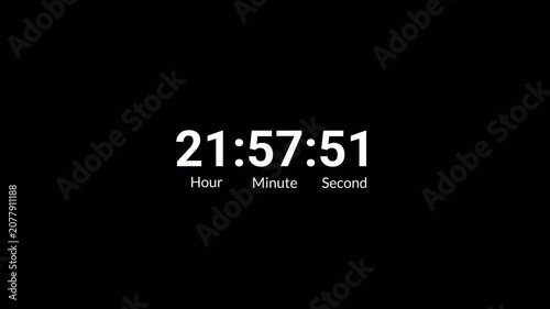 One day countdown timer animation in one minute with transparent background, 24 hours countdown in 60 second with alpha channel in 4k.