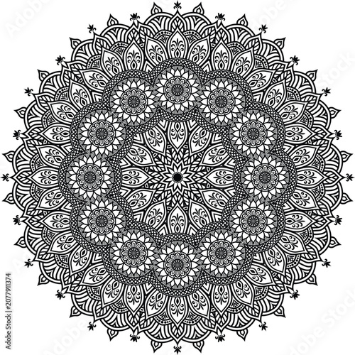 Mandala vector with illusion effect, isolated on a white background, decoration element for meditation poster, yoga, banner, henna, invitation, cover page, design element mandala art, vector art