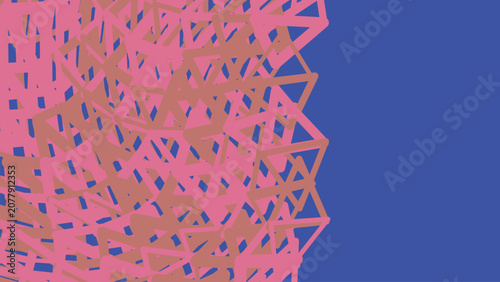 Tableau sur toile Chaotic pink and terracotta triangle overlap design on dark blue background creating high contrast energetic geometric composition digital art