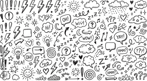 Hand drawn doodle arrows and elements pack black and white sketch for creative projects and design