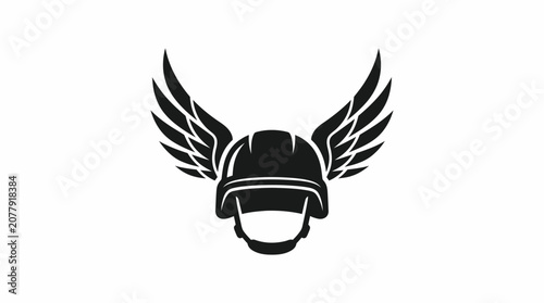 Tableau sur toile Military helmet with flanking majestic wings logo, tactical airborne special for