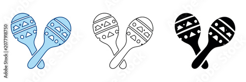 Photos Pair of colorful maracas with geometric patterns, a festive musical instrument