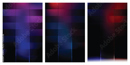 Blurred Rectangular Grids with Neon Light Effects abstract