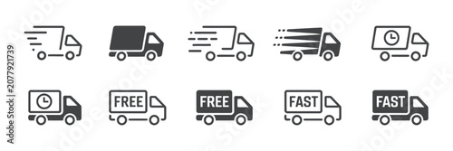 Fotografía Delivery service icons for mobile app and website, courier logistics, parcel shi